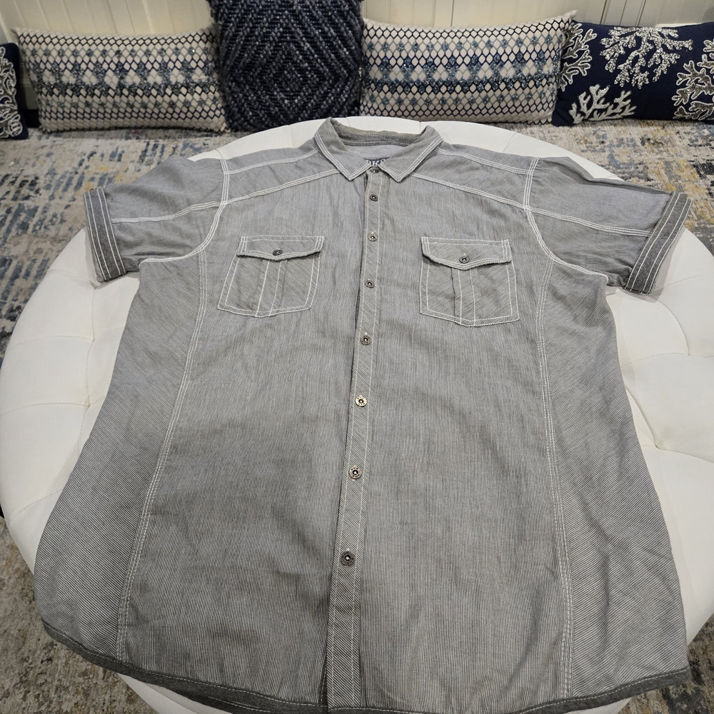 BKE Men's Casual Gray Button-Down Shirt XL